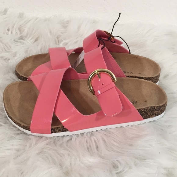 Vía Rosa Footbed Sandal Slip On Cross Straps New - Picture 12 of 16